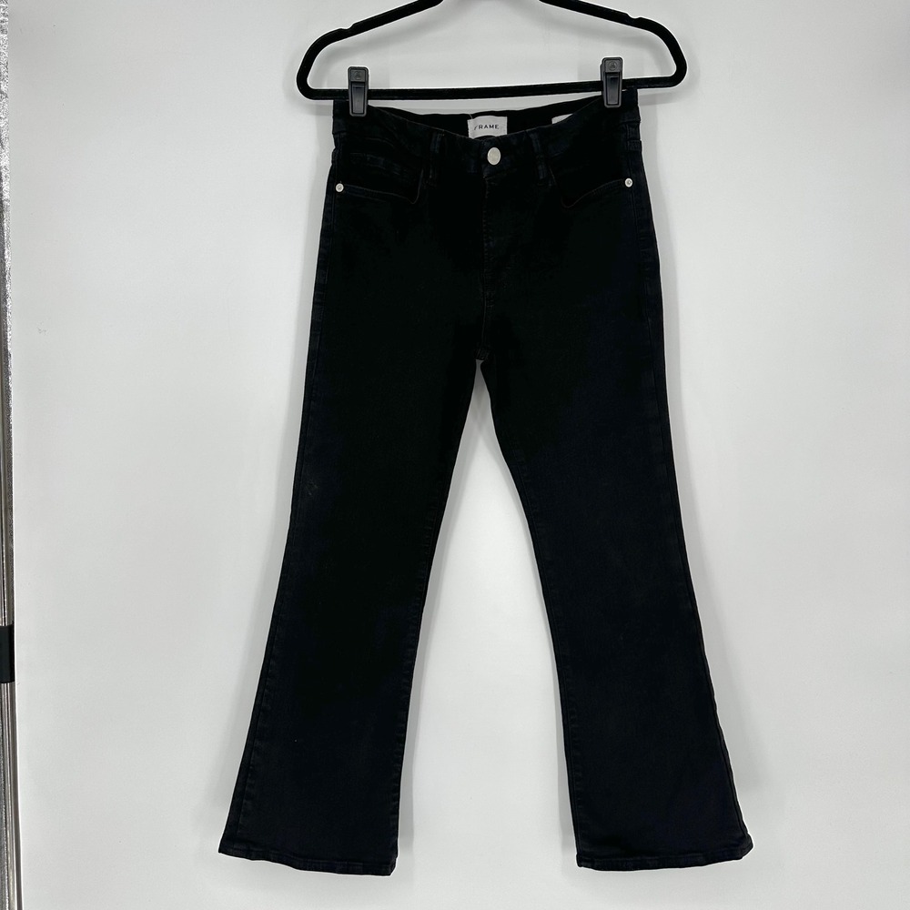 Frame Le Crop Mini Boot Black Denim Stretch Jeans Cropped Women's 28